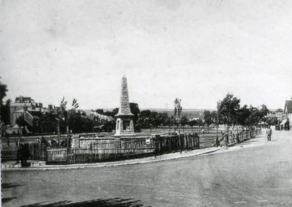 Southwick War Memorial was built of concrete slabs from the Royal Marine Engineer's camp on the green