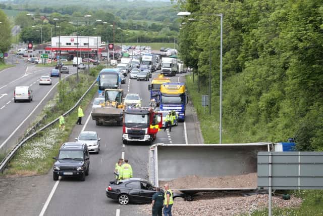 Scene of the lorry crash on the A23 at Pyecombe. Photo: Eddie Mitchell SUS-170518-105034001