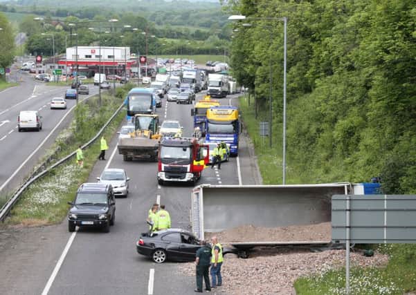 Scene of the lorry crash on the A23 at Pyecombe. Photo: Eddie Mitchell SUS-170518-105034001