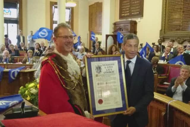 The Mayor Pete West with Albion manager Chris Hughton