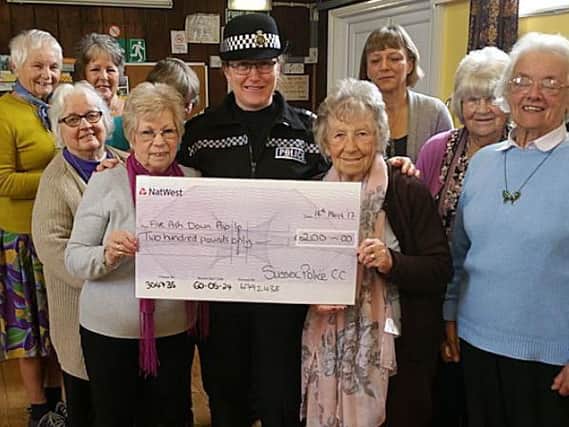Sussex Police have donated 250 to the Five Ash Down Pop In Club