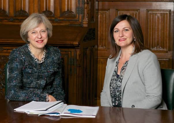Prime Minister Theresa May and Eastbourne Tory candidate Caroline Ansell SUS-170323-102313001