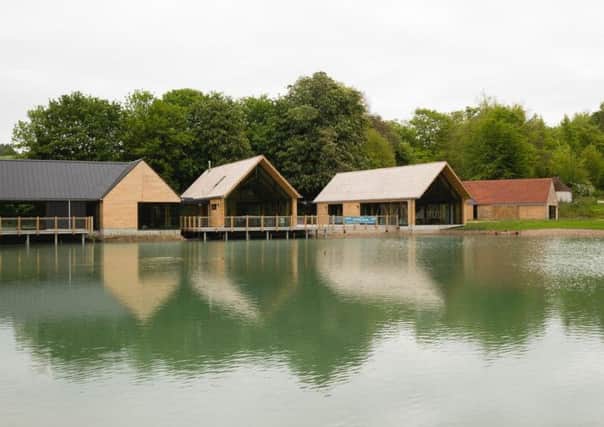 The new buildings which include galleries, a visitor shop and waterside restaurant. Weald and Downland Visitor Centre by ABIR. Copyright Jim Stephenson 2017