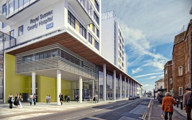 The artist's impression of the new building under construction the Royal Sussex County Hospital