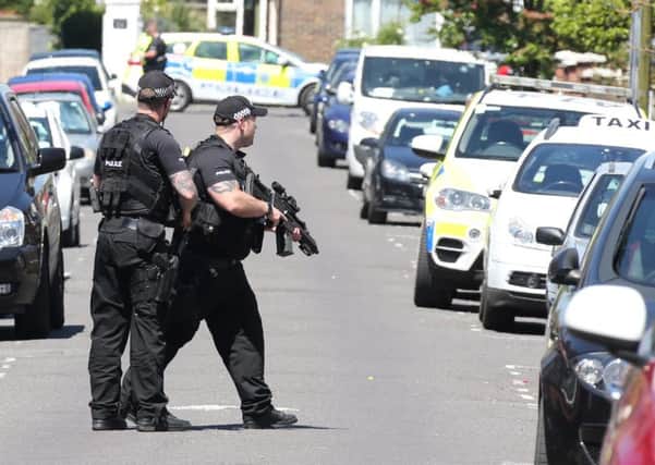 Armed police were seen in Salisbury Road, Worthing. Picture: Eddie Mitchell