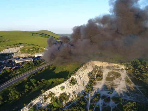Fire crews are at the scene of a major blaze at a Lewes scrapyard. Photos by Eddie Mitchell.