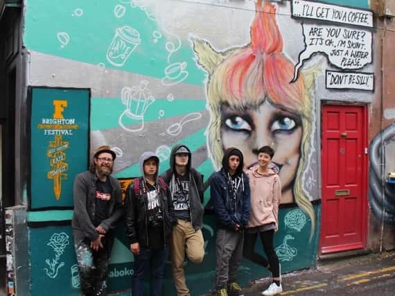 Brighton Youth Centre with the mural created for Brighton Festival
