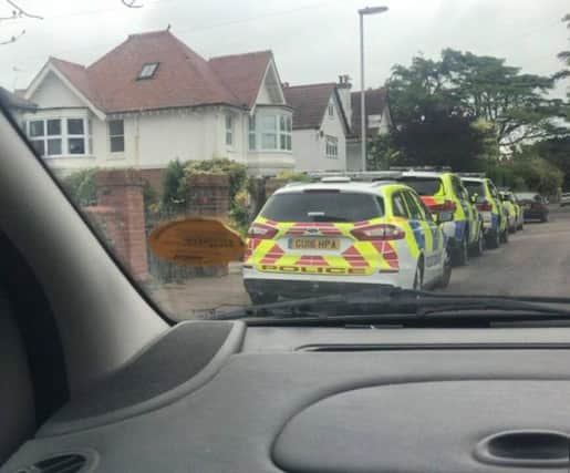 Police cars seen in Balkington Avenue earlier today. Picture: Claire Thomas
