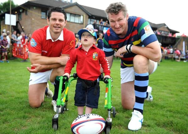 Sonny with rugby captains at the festival. Picture: Steve Robards