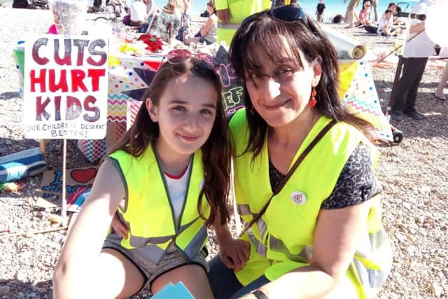 Onay Faiz with her daughter Hannah Crabb at the Save Our Schools West Sussex demonstration on Friday, May 26
