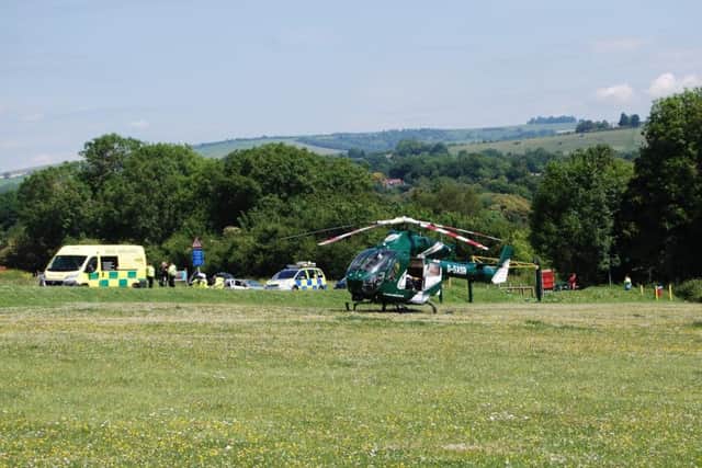 The air ambulance was at the scene of the fall this morning. Picture: Derek McCourty