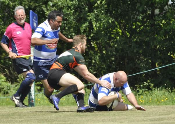 Steve McManus scores H&B's opening try in the Sussex Shield final. Picture courtesy Nigel Baker