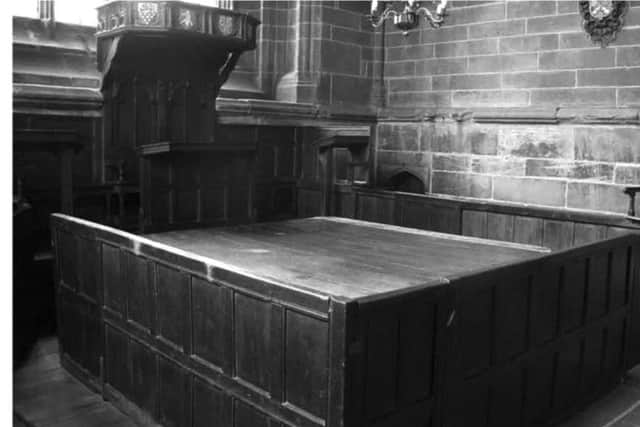 A photograph of the consistory court in Chester Cathedral, which would have looked similar to the court in Chichester Cathedral
