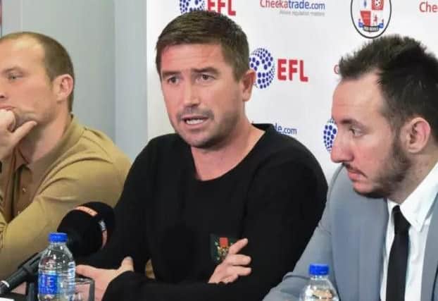 New Crawley Town head coach Harry Kewell, middle, with assistant Warren Feeney, left, and director of football Selim Gaygusuz.
Picture by PW Sporting Photography.