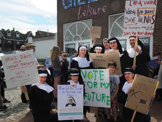 Campaign group Lewes Progressives held its protest event in Cliffe Precinct on Saturday (June 3).