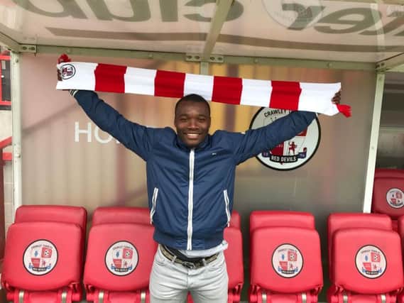 New signing Moussa Sanoh. Picture courtesy of Crawley Town
