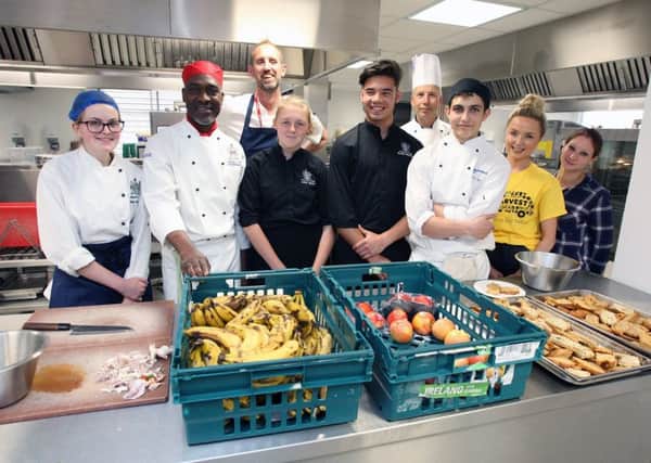 The college students involved with top chef Cameron Matthews and Chichester-based charity UKHarvest. All photos by Derek Martin. DM17527476a.jpg