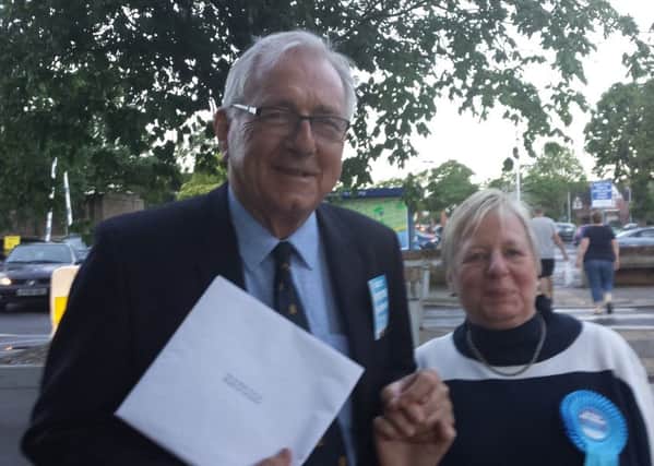 Re-elected Peter Bottomley out in the dawn light early this morning