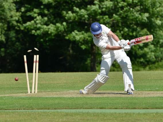 Jack Palser is bowled. Picture by Peter Cripps