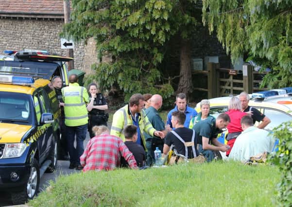 Emergency services at the scene in Steyning