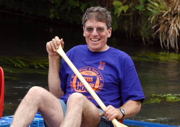 Robin Shapland taking part in a River Rother Raft Race in 2011