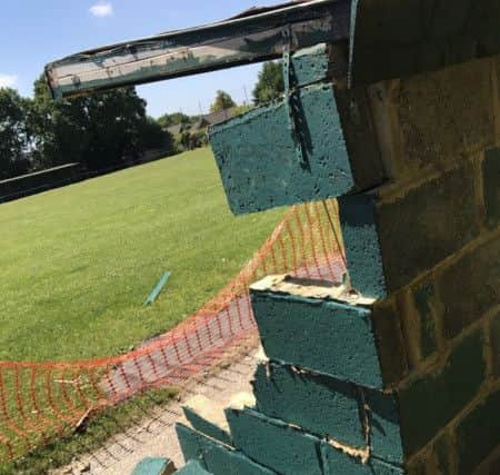 The vandalised home dugout at Westfield Football Club SUS-170615-144014002