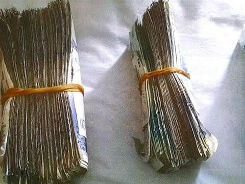 The cash seized by police