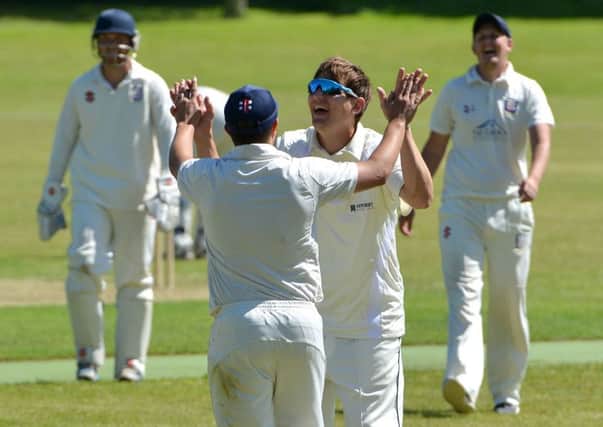 Bexhill celebrate a wicket during last weekend's victory away to Ansty. Picture courtesy Peter Cripps