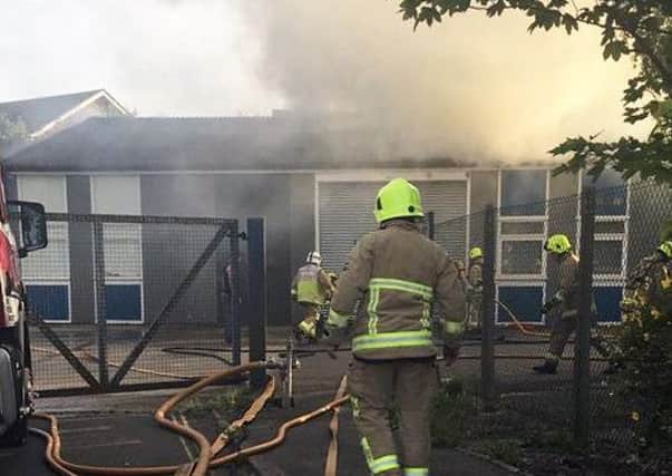 Fire crews attended the blaze in Redkiln Close, Horsham yesterday evening