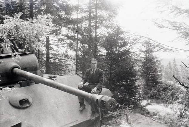 Aboard a German Panther tank in 1947