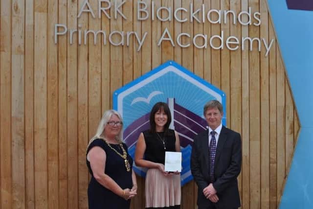 Mayor of Hastings Cllr Judy Rogers with Lorraine Clarke and her award, and Micky Sandall. SUS-170619-131143001