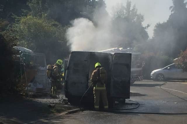 Van fire in Partridge Green. Photo by Dave Cox.