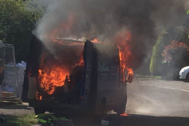 Van fire in Partridge Green. Photo by Dave Cox.