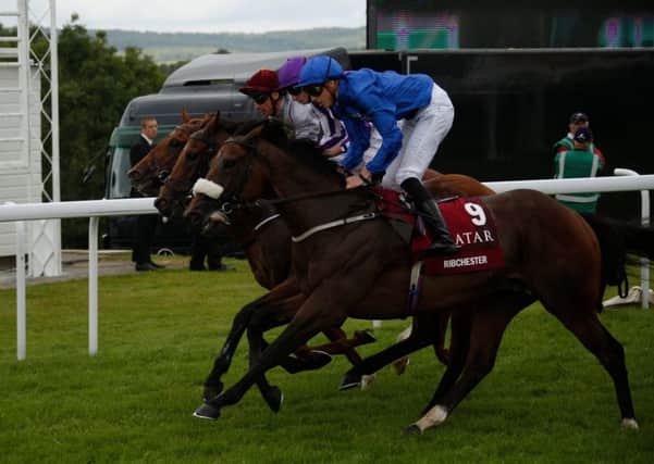 Ribchester (blue silks) runs them close in the 2016 Sussex Stakes / Picture by Clive Bennett