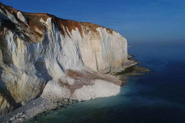 Cliff fall at Seaford Head, photo by Eddie Mitchell SUS-170622-093327001
