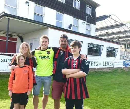 Exeter Citys David Wheeler at The Dripping Pan with team managers Sheila Cullen and Zac Shinebourne, and players Joe Shersby-Wignall and Fenella Rowley