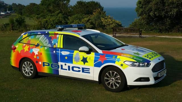 Sussex Police Pride car. Picture courtesy of Sussex Police. SUS-170623-162326001