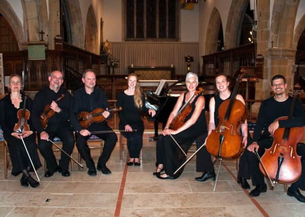 From left: Lucy Jeal (violin), Andrew Thurgood (violin), Matthew Quenby (viola), Caroline Tyler (piano), Anna Cooper (viola), Sarah Carvalho-Dubost (cello) and Pavlos Carvalho (cello). Picture by Melvyn Walmsley