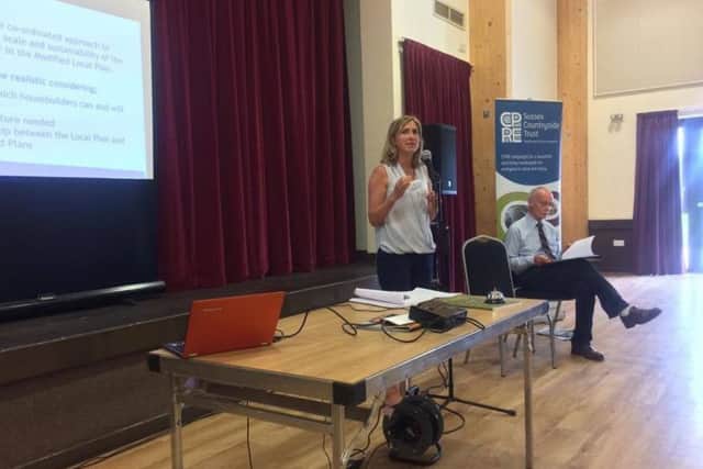 Kia Trainor, director of CPRE Sussex, at a meeting discussing concerns over Arun's local plan SUS-170626-100709001