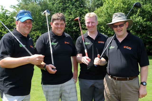 Four golfers (Andy Bull, Lewis Tomkins, Drew Byles, Frank Brown) taking on four rounds of golf in one day to raise money for Macmillan. Pic Steve Robards SR1714517 SUS-170620-151150001