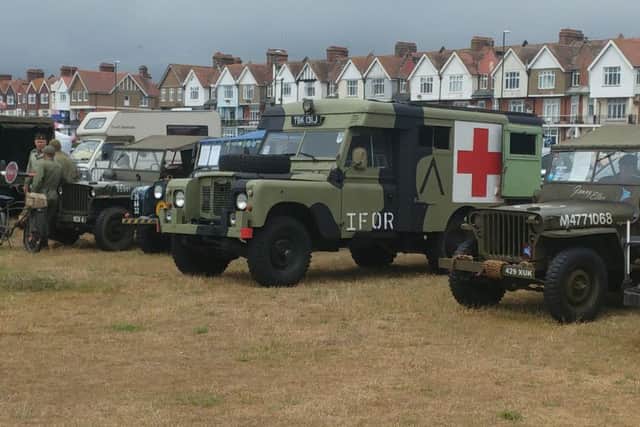 Vehicles on the green for Armed Forces Day