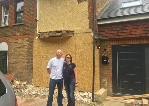 Ricky and Sharon outside their home in Bolney Road, Ansty