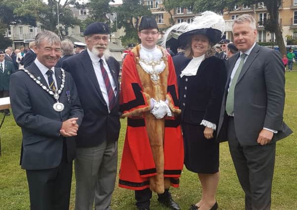 Chairman of Adur District Council Peter Metcalfe, Major Tom Wye MBE, Worthing mayor Alex Harman, Lord Lieutenant Susan Pyper and Tim Loughton at the Armed Forces Day event on Sunday