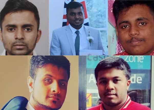 The five friends who died at Camber Sands in August. (Clockwise from top left) Inthushan Sriskantharasa, brothers Kobinathan and Kenugen Saththiyanathan, Kurushanth Srithavarajah and Nitharshan Ravi SUS-170314-171912001