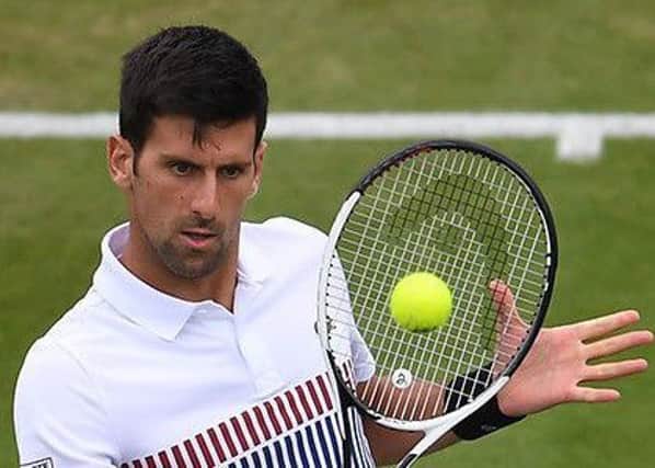 Novak Djokovic on his way to victory against Vasek Pospisil on centre court at Devonshire Park
