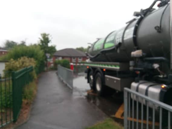 Anglian Water are still at the scene of the Richmond School in Skegness tonight after heavy rainfall flooded the grounds. ANL-170628-175302001
