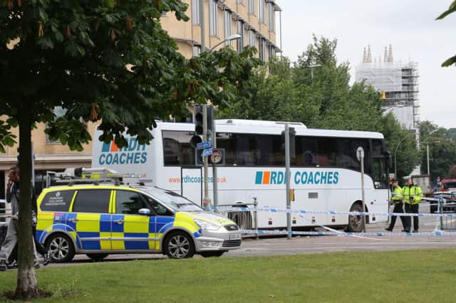 Police in Brighton after the incident involving a coach and a child (Photograph: Eddie Mitchell)