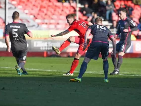 James Collins went close to scoring for Crawley Town during their 1-0 defeat at Accrington Stanley. ...Picture by PW Sporting Photography
