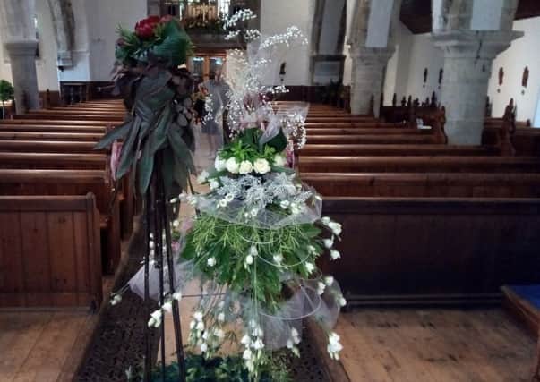 Wedding features a bride and bridegroom, all created with plants by Bunty Simmans, Mary Tickner, Ann Christie, Jenny Godwin, Sheila White and Sue Davidson