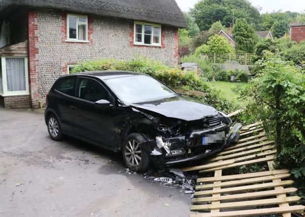 Car hits home in Upper Beeding. Photo by Eddie Mitchell.